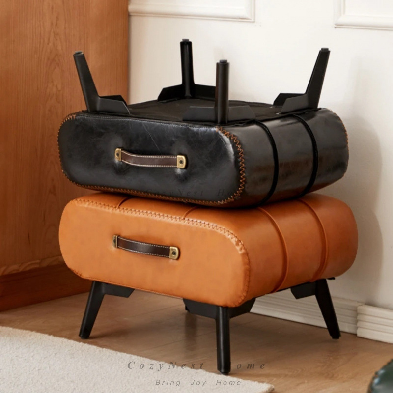 Luxury Bags Entry - Small stool oil wax leather home