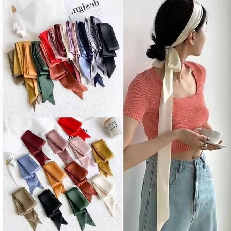 Luxury Bags For Men - Women Narrow Solid Colors Long Silk
