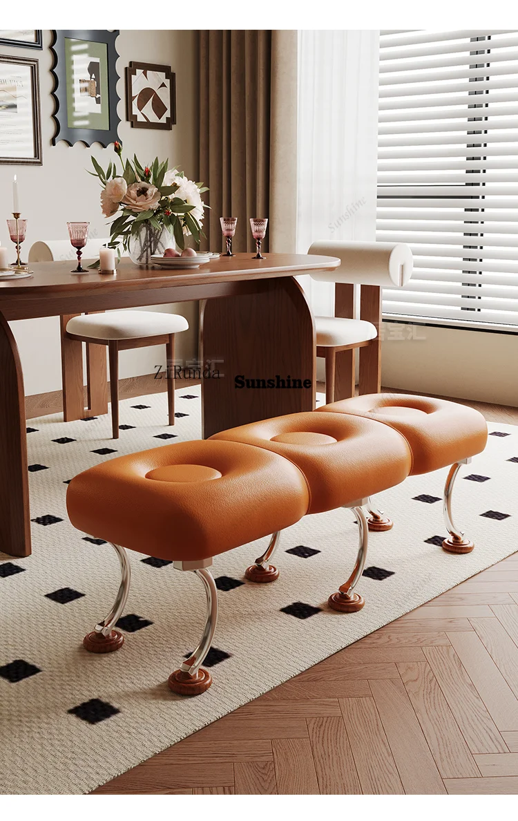 Luxury Bags Entry - Retro shoe changing stool entrance leather