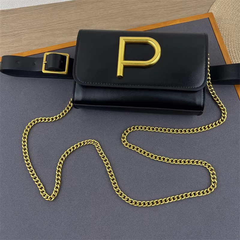 Women's Designer P Letter PU L - Belt Bag Leather Wide recension och pris