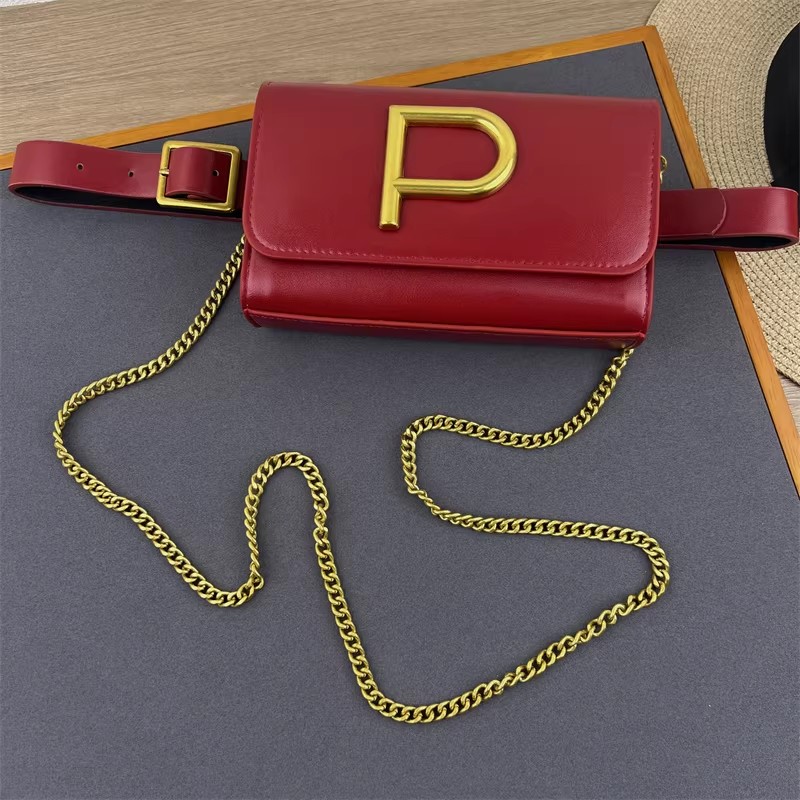 Women's Designer P Letter PU L - Belt Bag Leather Wide recension och pris