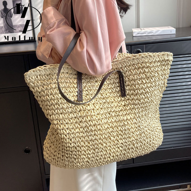 Straw Woven Tote Bags Casual L - Luxury Bags Store recension och pris